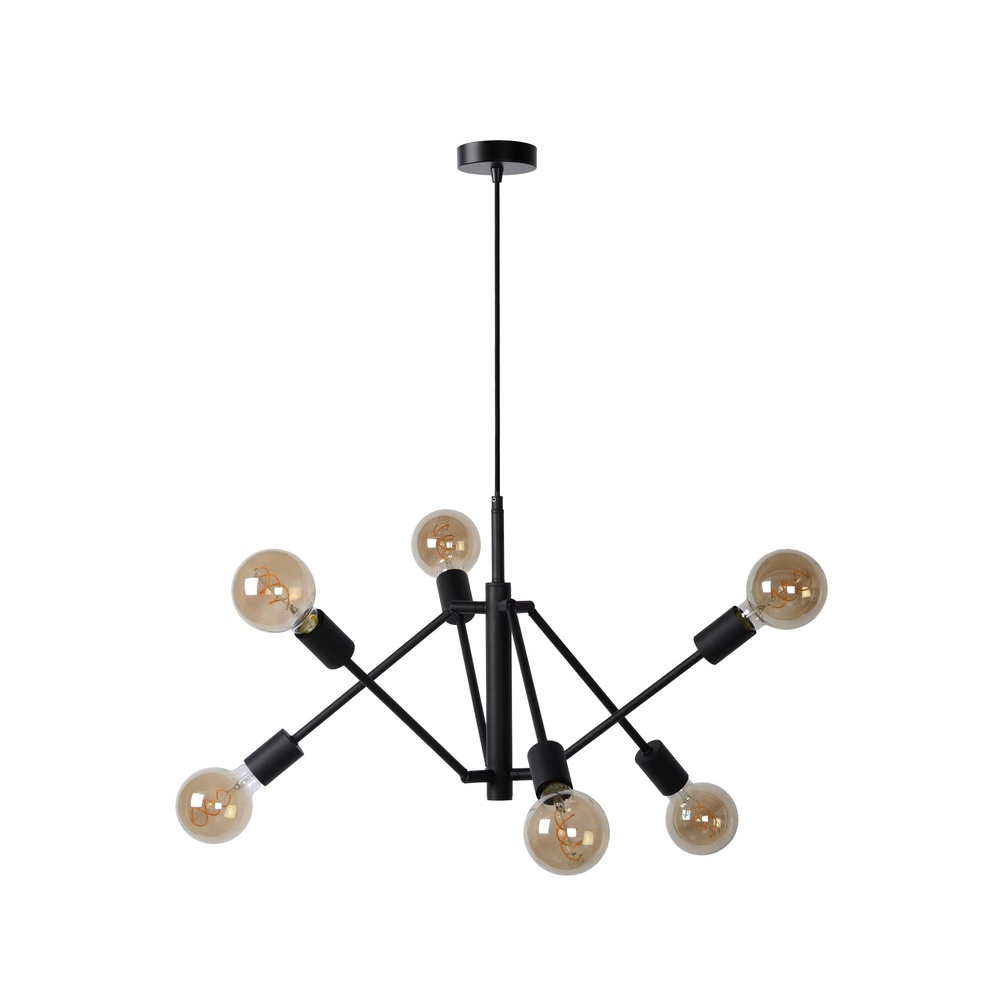 Lucide HanglampLester zwart 6-lichts - 21424/06/30